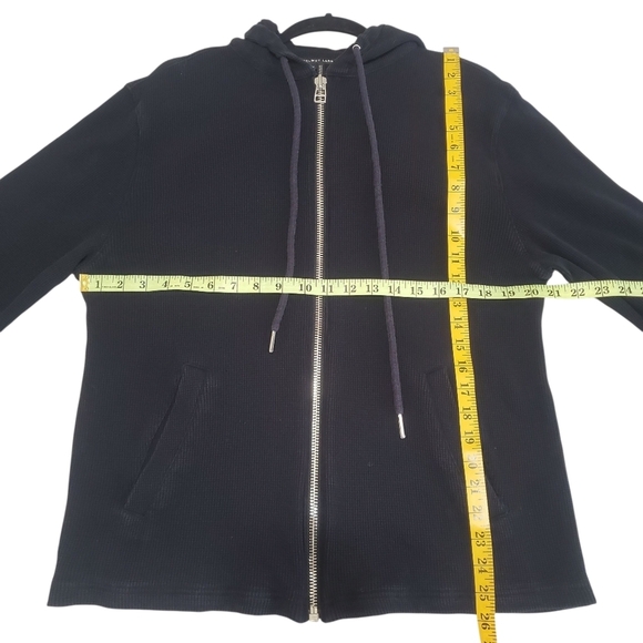 Helmut Lang Black Waffle Zip Hoodie M Designer Minimalist Loungewear - Picture 10 of 12